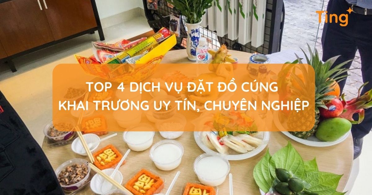 Đặt đồ cúng khai trương — lễ vật đầy đủ, may mắn