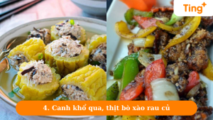 Canh khổ qua, thịt bò xào rau củ