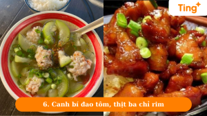 Canh bí đao tôm, thịt ba chỉ rim