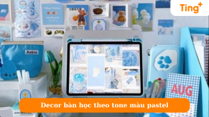 Decor bàn học theo tone màu pastel